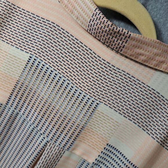 Rose+Olive Women 3X Plus Size Blouse Button 3/4 Sleeve Geometric Poly Peach Blue - Picture 12 of 16